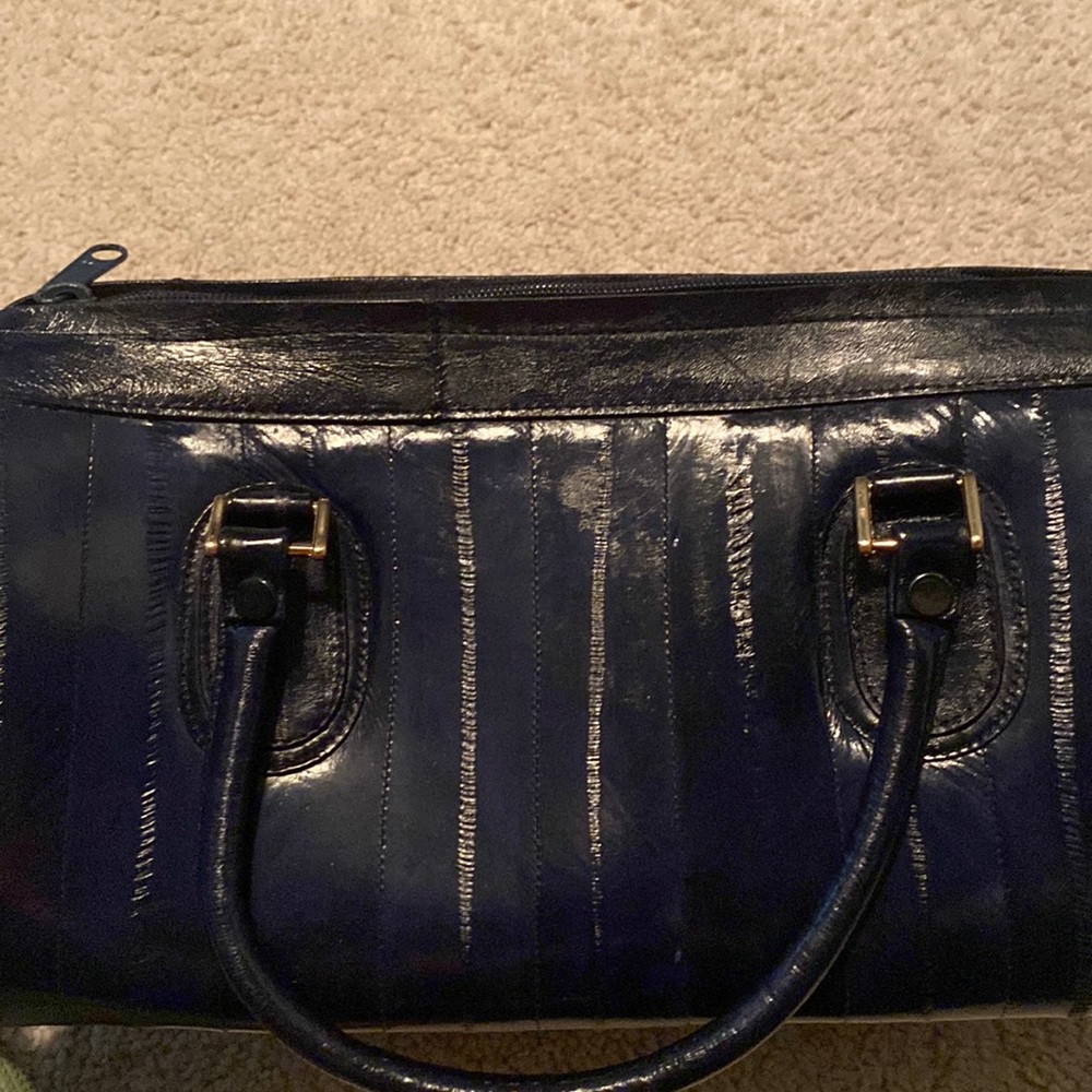 Blue eel skin purse